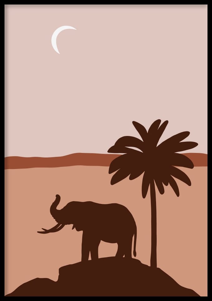 Poster Elephant - Abstracte poster - 30x40 cm - Exclusief lijst - WALLLL