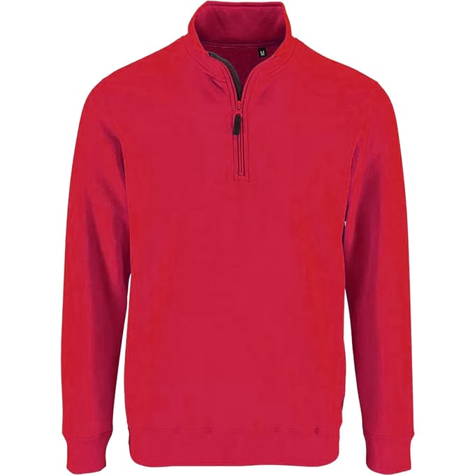 SOLS Heren Stan Contrast Zip Neck Sweatshirt (Rood)