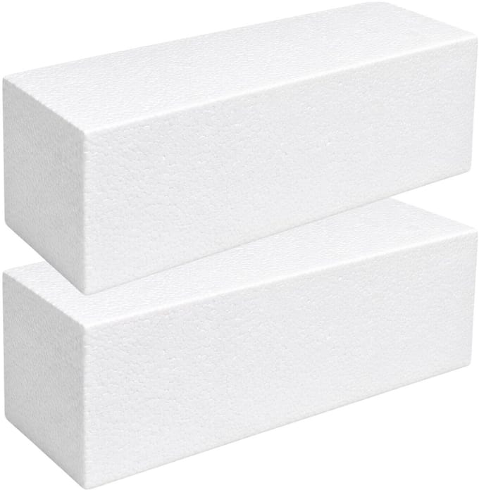 Piepschuim vormen - baksteen - 2x - 30 x 10 x 10 cm - styropor hobby / DIY vorm - basis knutselfiguren