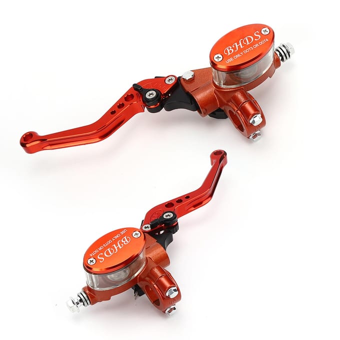 Paar Rem Koppelingshendel Universele Motorfiets Hoofdcilinder Reservoir Hydraulische Pomp Handrem red