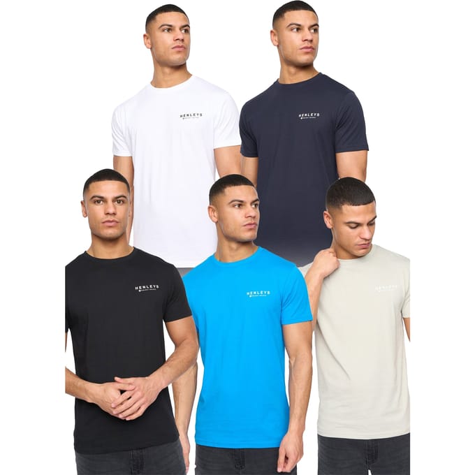 Henleys Heren Henycore T-Shirt (Verpakking van 5) (Meerkleurig)