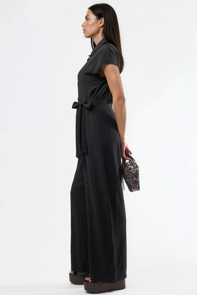 Bredelijne Overhemdkraag Jumpsuit met Knopen