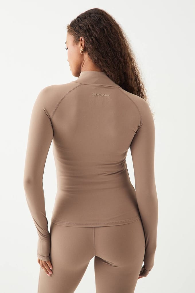 Dames DSGN Studio Ultra Sculpt Doorritsjack | Taupe | Maat: Medium