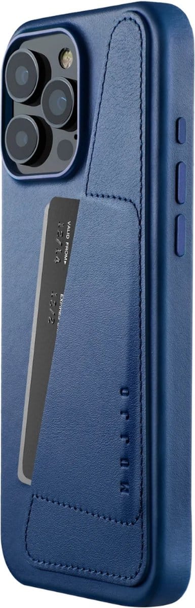 Mujjo - Full Leather Wallet geschikt voor iPhone 16 Pro Max Hoesje - monaco blue | monaco blue