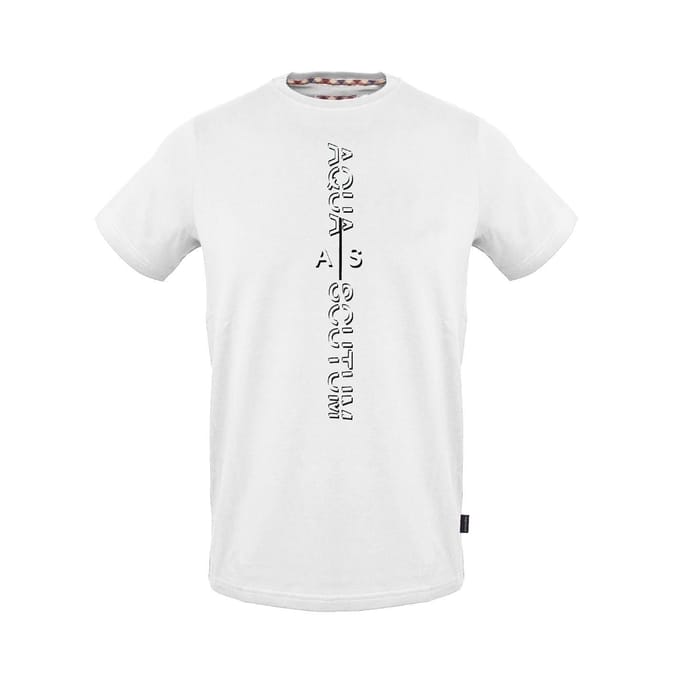 Aquascutum Heren Verticaal Logo Jersey T-shirt (Wit)