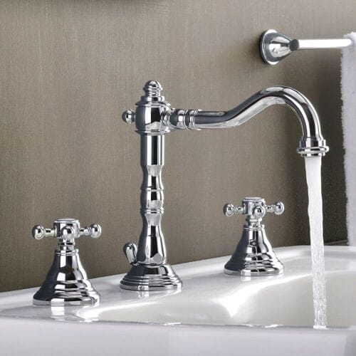 Kronenbach IOTA 2.0 three-hole basin mixer with drain 54902CRKB