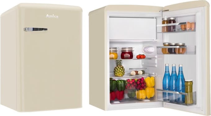 Amica Retro - Tafelmodel Koelkast met vriesvak *** AR1112C - Crèmekleur ( Beige )