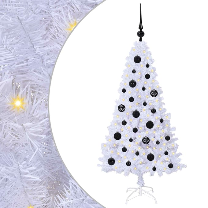 vidaXL Kunstkerstboom Wit 120 cm PVC en staal