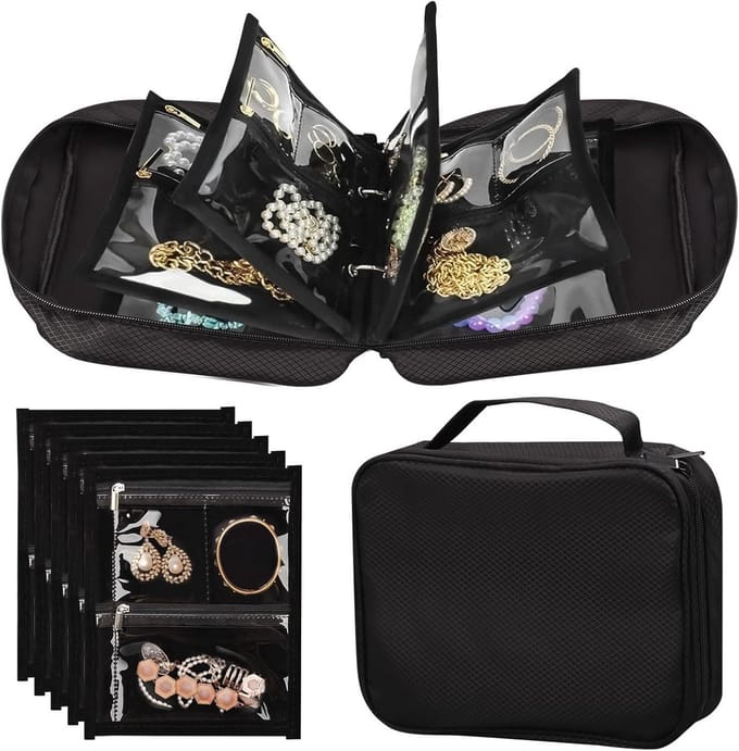 Reis Sieraden Organizer met Transparante Zak en Ritsen
