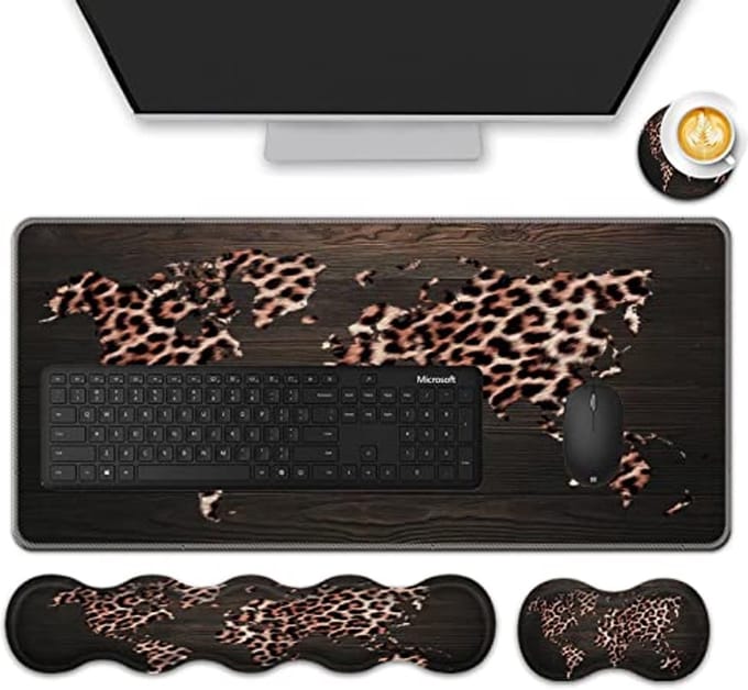Muismatset met Ondersteuning en Onderzetters voor Bureau - Desk Accessoires voor Thuis en Kantoor