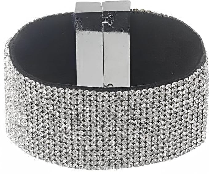 Behave - Armband - van imitatie suede met transparante strass steentjes