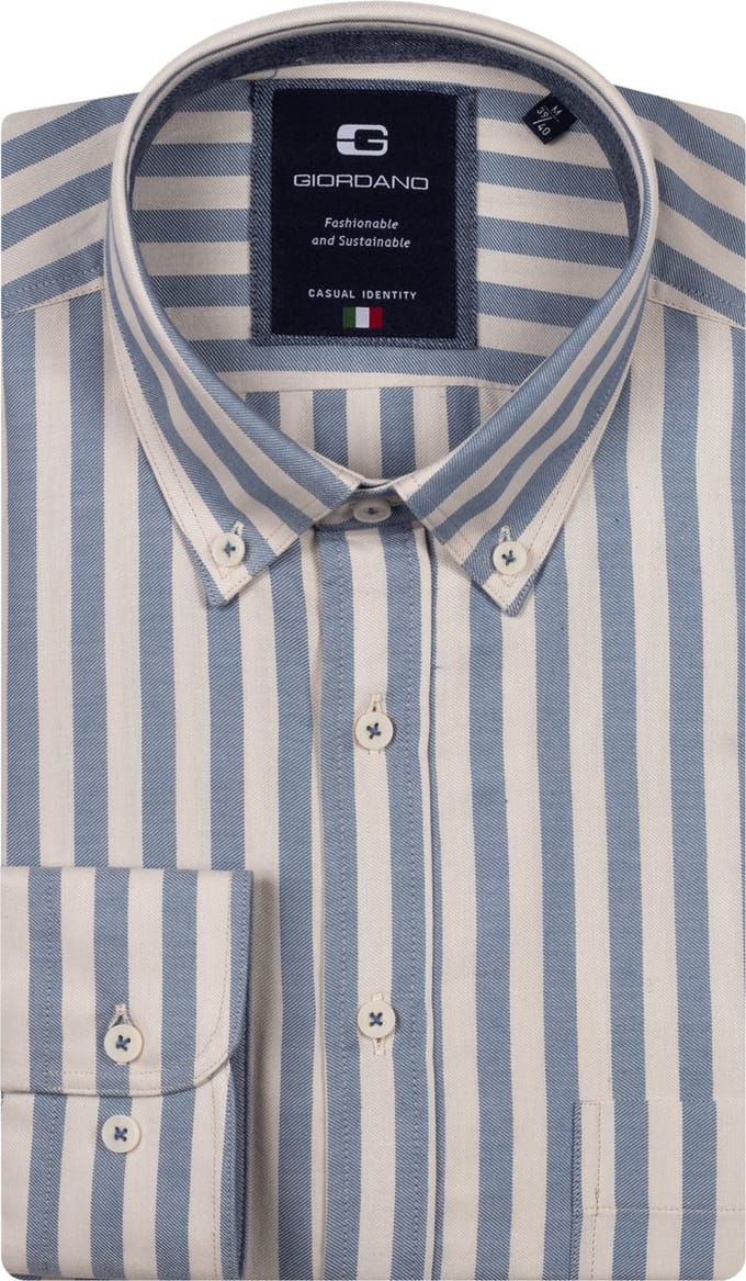Giordano – Brando – Heren – Overhemd – Gestreept Overhemd – Blauw – 527101-65