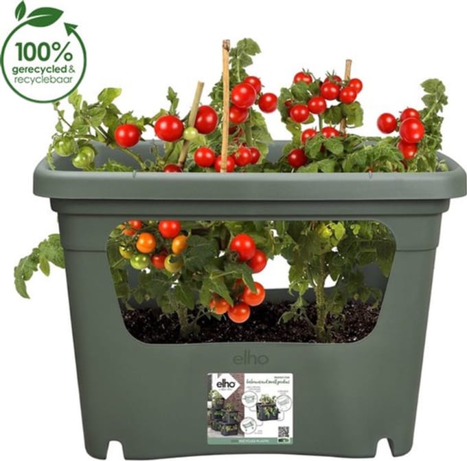 Elho Green Basics Stack & Grow 50 - Stapelbare Kweekbak - Verticaal Tuinieren - 100% Gerecycled Plastic - Ø 50.9 x H 35.7 cm - Blad groen