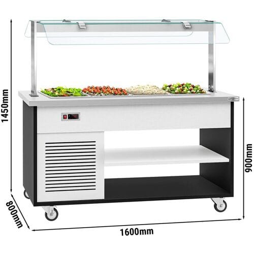 GGM Gastro Buffetwagen koud DANZIG - 1600mm - voor 4x GN 1/1 zilver