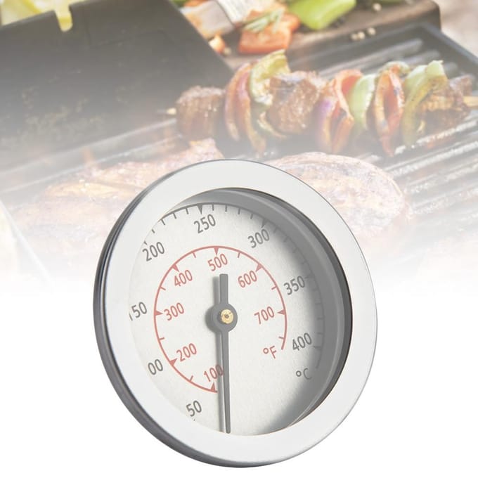 100~700 Fahrenheit BBQ Grill Thermometer Temperatuurmeter Analoge Wijzerplaat Dubbele Schaal white