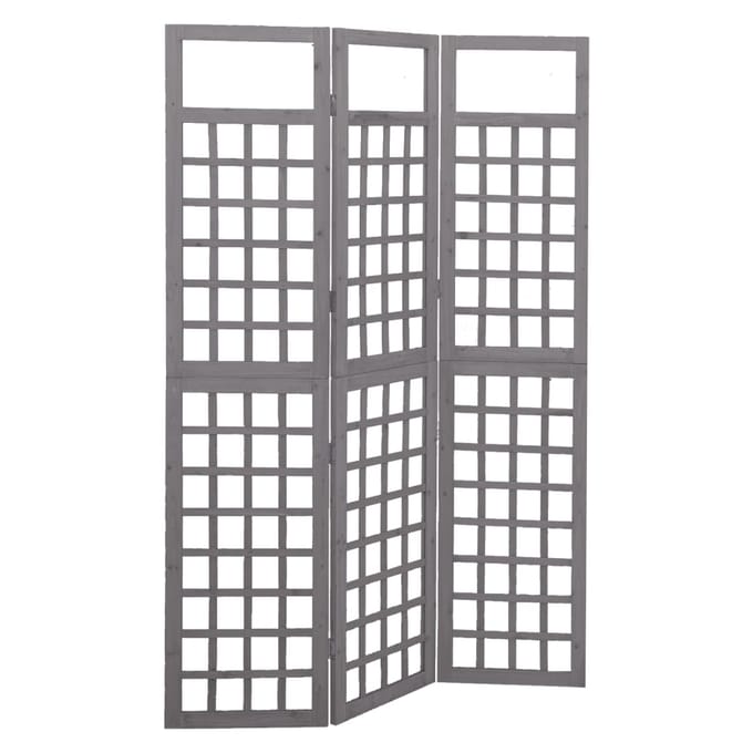 vidaXL - Kamerscherm/trellis - met - 3 - panelen - 121x180 - cm - vurenhout - grijs