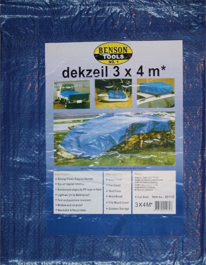 Benson Afdekzeil - Polyethyleen - Waterdicht - 3 x 4 meter - Blauw