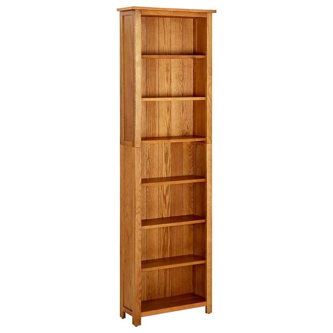 vidaXL - Boekenkast - met - 7 - schappen - 60x22x200 - cm - massief - eikenhout