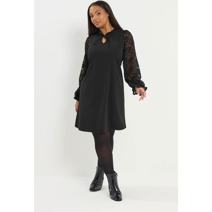 Yours Zwarte Kanten Minijurk Size 50-52