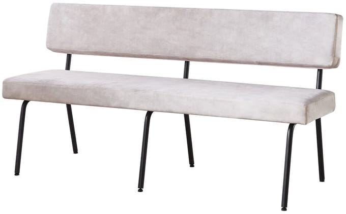 Eetkamerbank Wendy 180cm wit velvet eetbank