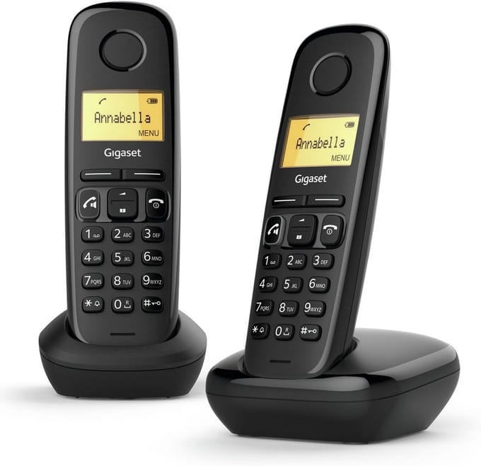 Draadloze DECT telefoon set met twee hoornstel - Zwart