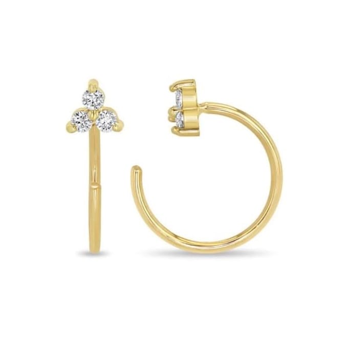 Hoop oorbel triangel met zirkonia