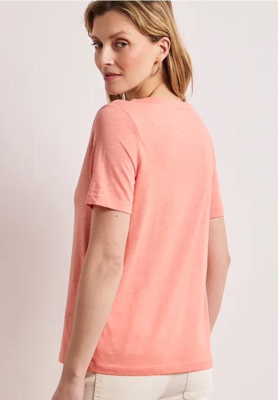 Basic Shirt met V-hals in effen kleur