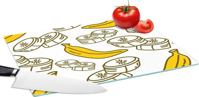 Glazen Snijplank - 39x28 - Banaan - Patronen - Fruit - Snijplanken Glas