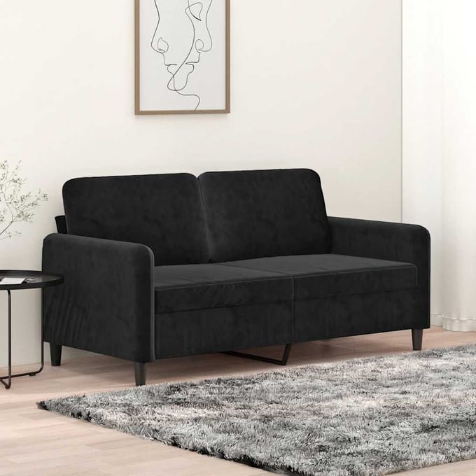 vidaXL - Tweezitsbank - 140 - cm - fluweel - zwart