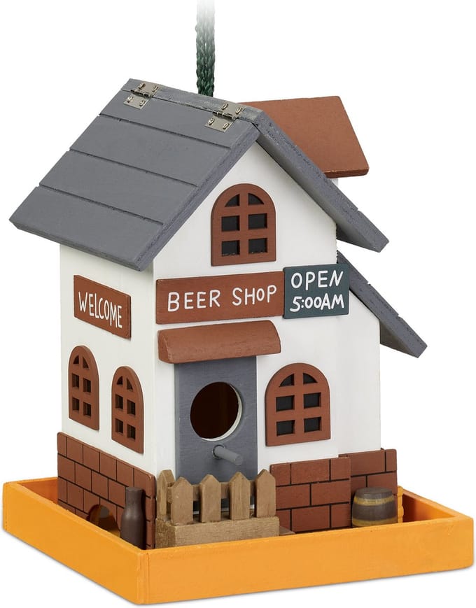 decoratief vogelhuisje - hout - hangend - 23x18x18cm