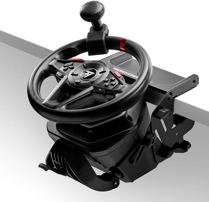 Thrustmaster T128-P SimTask Pack - Racestuur & Pedaalset - Inclusief SimTask Steering Kit - Force Feedback - Compatibel met PS5, PS4 & PC