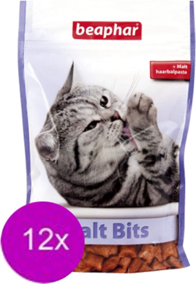 12x Beaphar Malt-Bits Naturel - kattensnack - 150g