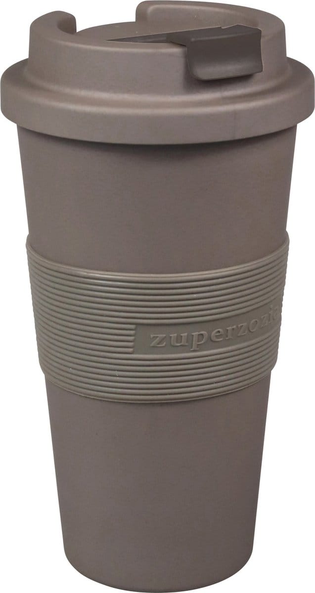 ZUPERZOZIAL - C-PLA, reisbeker, koffiebeker, coffee to go beker, TIME-OUT MUG large, mocha brown, bruin, 480ml