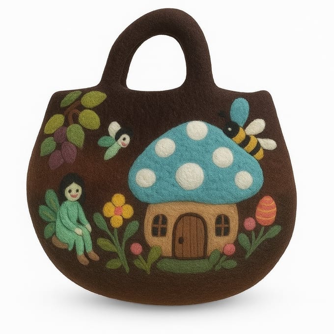 Fairy Garden vilten tas - 35x27cm