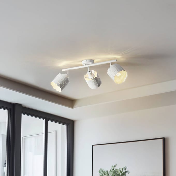 Lindby - plafondlamp - 3lichts - Metaal - H: 15 cm - E27 - wit