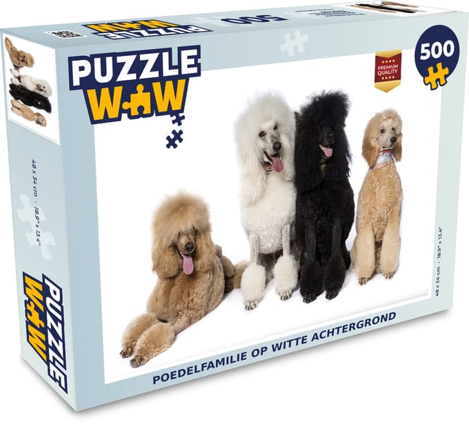 Puzzel Poedelfamilie op witte achtergrond - Legpuzzel - Puzzel 500 stukjes