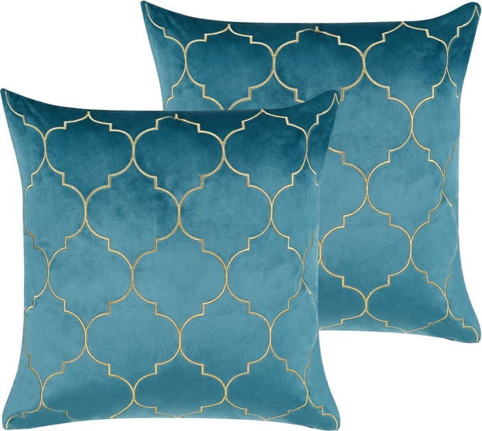 ALYSSUM - Sierkussen set van 2 - Blauw - 45 x 45 cm - Polyester