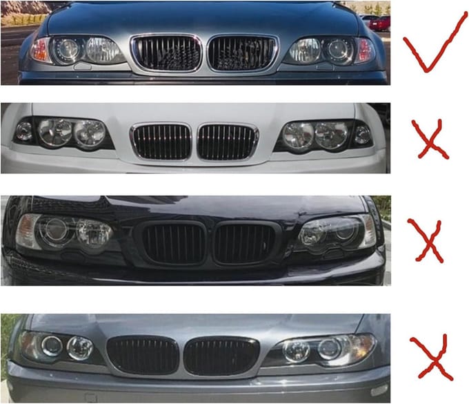 Frontroosters Glanzend Zwart voor BMW E46 3 Serie 2002-2004