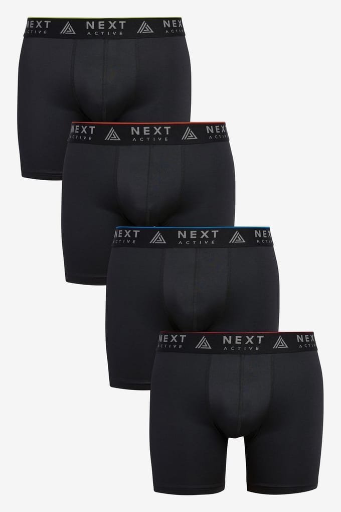 Next - Heren - 4 Langere sportboxershorts - Zwart