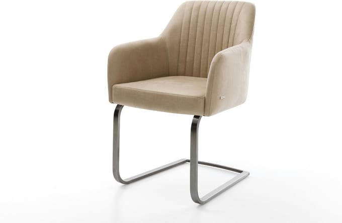 Sledestoel Greg-Flex sledemodel vlak grafiet microvelours beige vintage pocketveer kern
