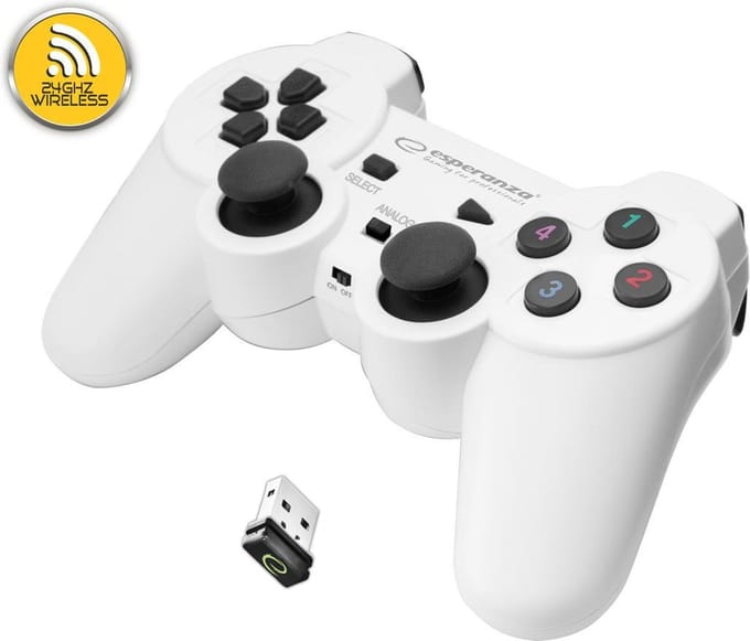 Esperanza Draadloos GamePad PS3/PC USB Gladiator Wit - Wireless Controller - PC