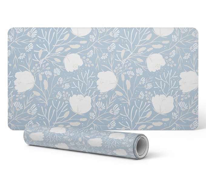 Vinyl bureauonderlegger met stijlvolle retro bloemenprint 90x45 cm