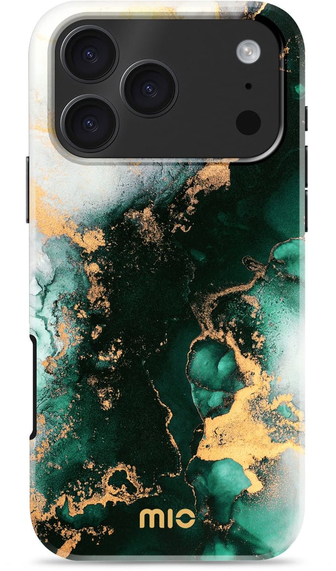 MIO Hoesje Geschikt voor Apple iPhone 17 Pro Max - Compatibel met MagSafe / Qi2 - Hard Shell Back Cover Case Green Marble