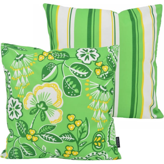 Sierkussen Flower / Stripe - Groen Outdoor | 45 x 45 cm | Katoen