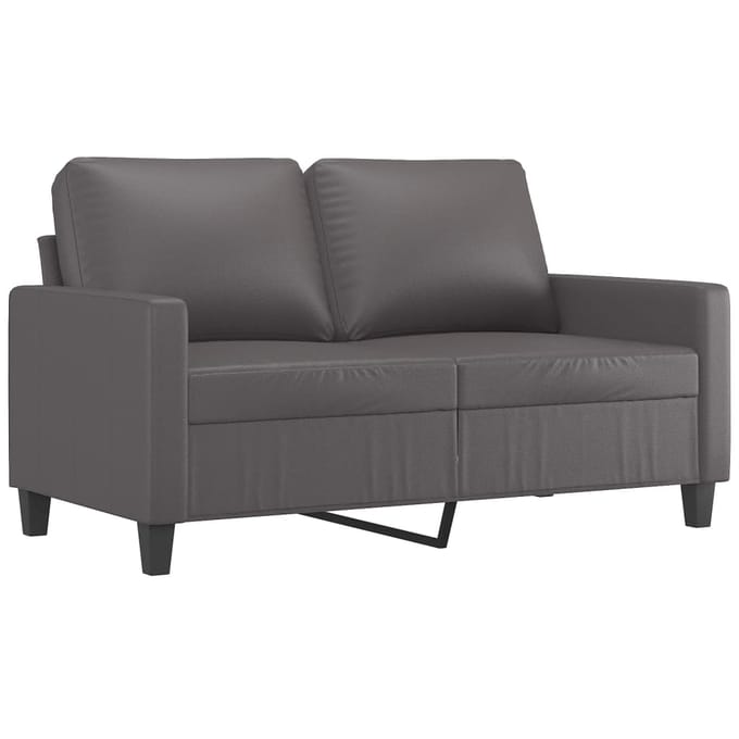 vidaXL - 2-delige - Loungeset - met - kussens - kunstleer - grijs