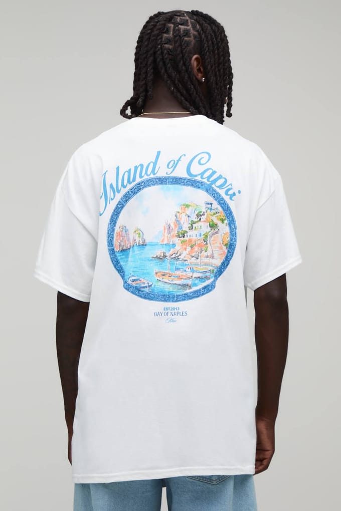 Oversized Capri Ovaal Print T-shirt | White | Size 2XL