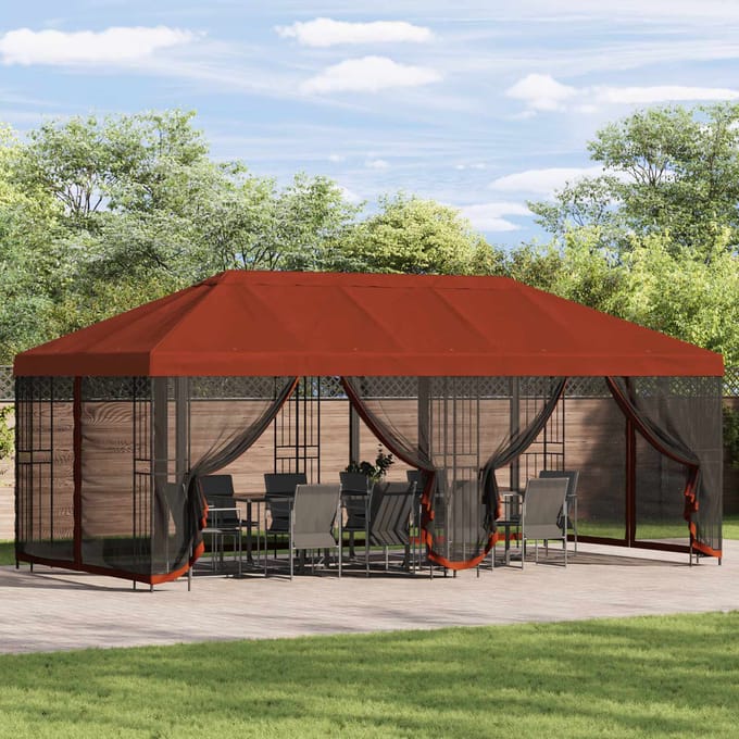 vidaXL - Tuinpaviljoen - 6 - x - 3 - m - Terracotta - Polyester - en - Staal - 190 - gsm