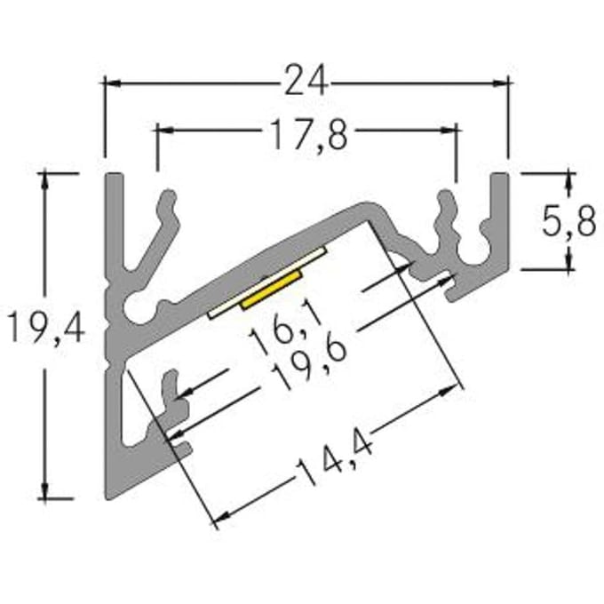 BRUMBERG One LED opbouw hoekprofiel, aluminium, 2 meter