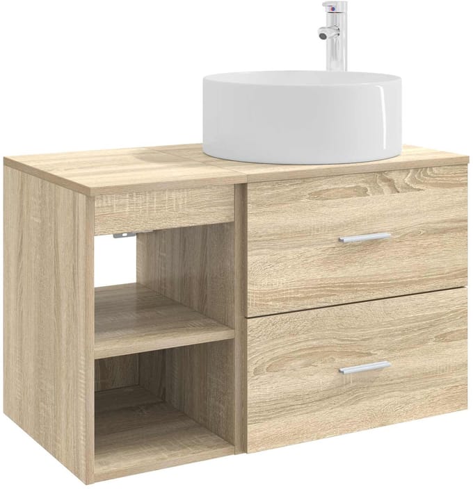 vidaXL - Badkamermeubel - Set - 2 - st - Sonoma - Eiken - Bewerkt - hout