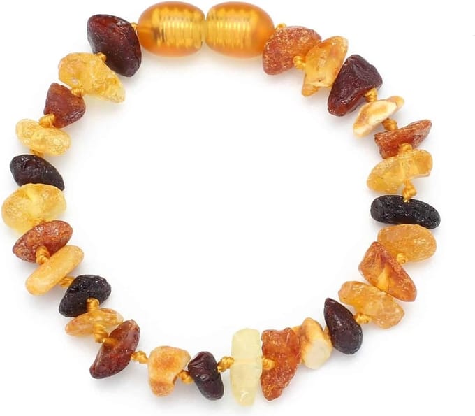 Baby/Kind – Barnsteen armbandje – Chips - Ruwe kraaltjes - 14cm - Gemengde kleuren